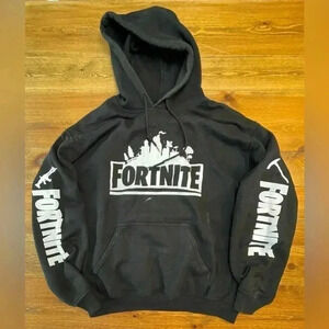 Med | Fortnite Hoodie | Black with Graphic Sleeves/Front